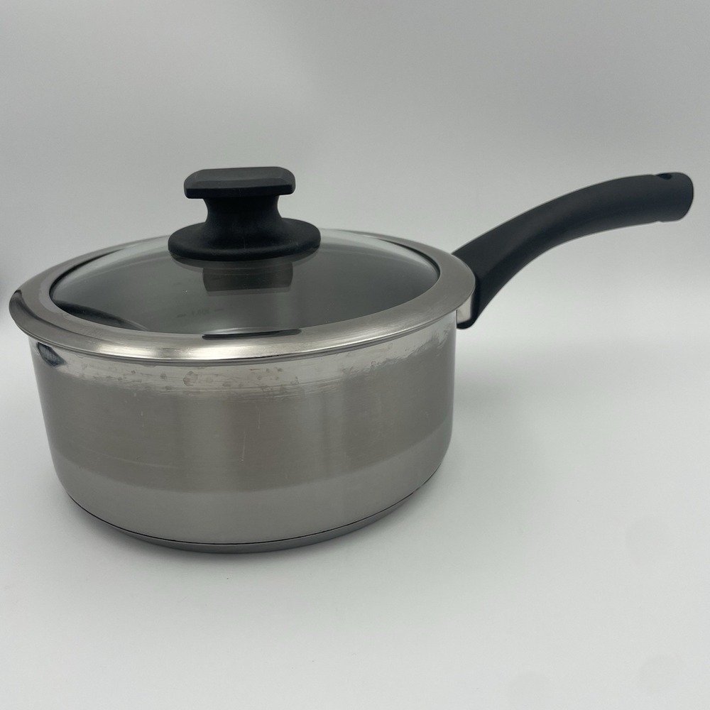 Megaware Stainless‎ Steel 1.5 Quart Sauce Pan Cookware Glass Lid Vintage